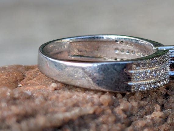 Vintage Pavé Solitaire Ring, Simulated Diamond Ri… - image 5