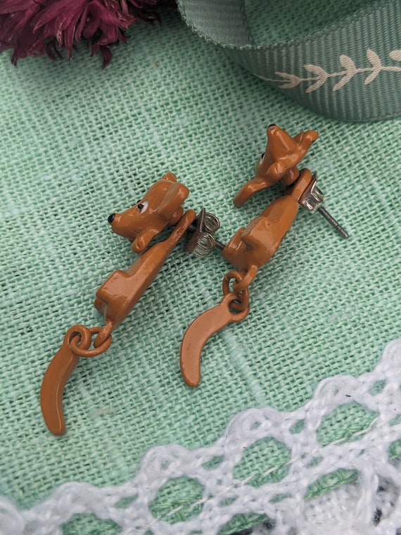 Vintage Moving Dog Earrings // Articulated Earrin… - image 8