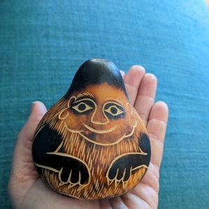 Peruvian Carved Monkey Gourd Rattle // Southwestern Rustic Decor
