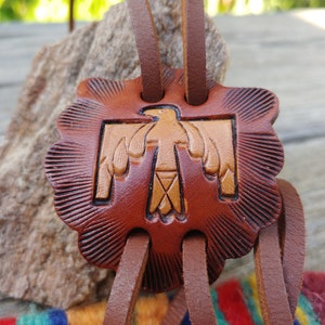 Vintage Leather Thunderbird Bolo Tie