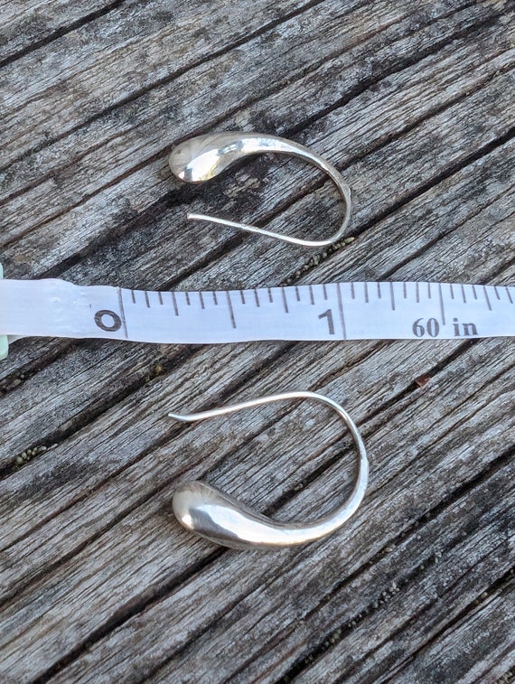 Vintage Sterling Silver Drop Hoop Earrings, South… - image 2