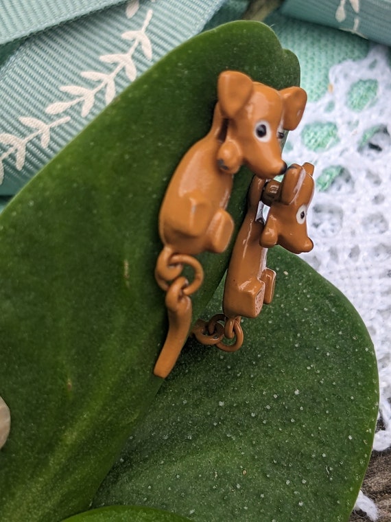 Vintage Moving Dog Earrings // Articulated Earrin… - image 6