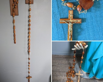 Vintage Large Wood Wall Rosary