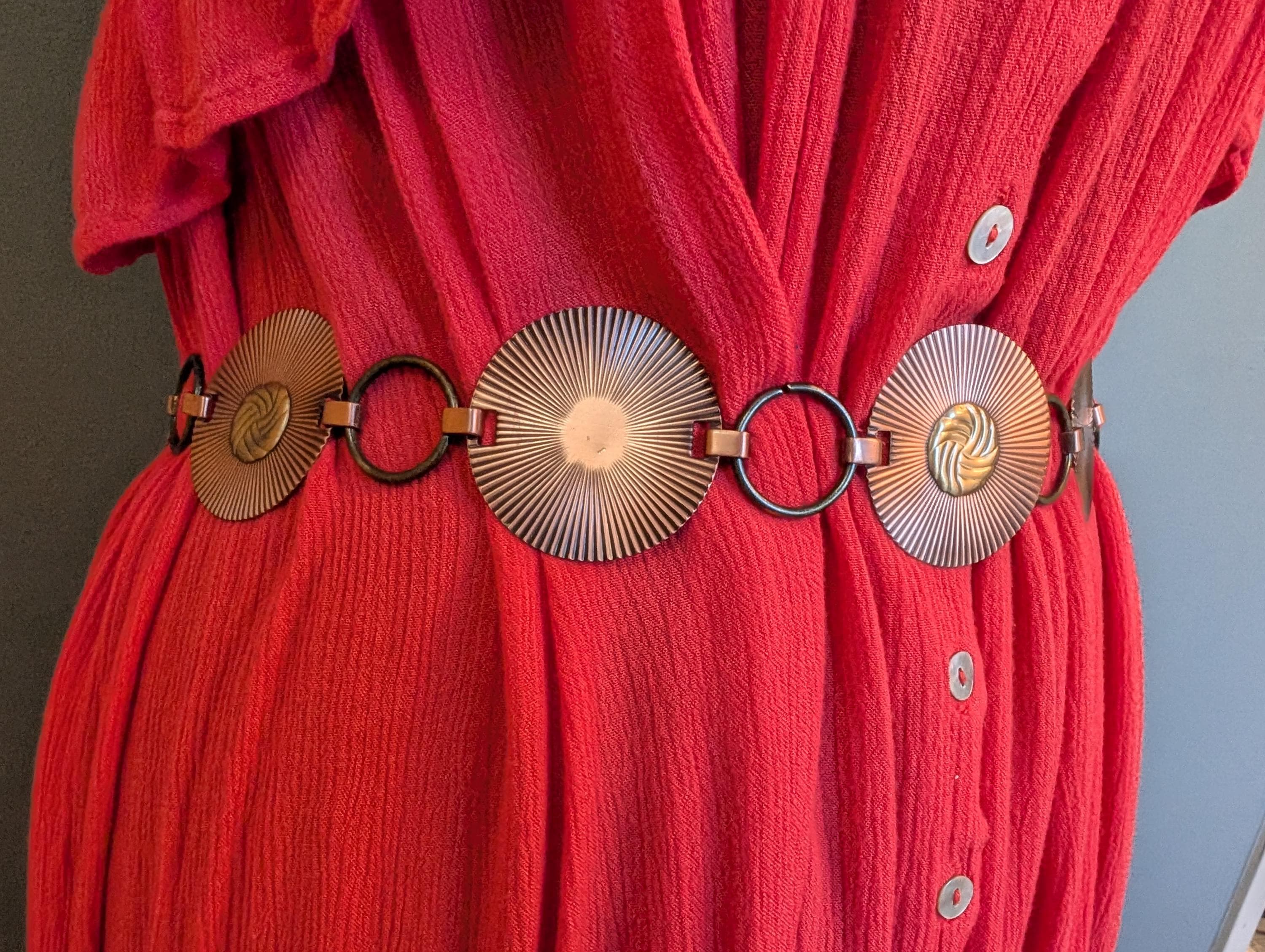 Vintage Metal Mixed Color Hammered Round Coin Plate Chain Link Belt One Size Mixed Metal Belt - Etsy main image 4