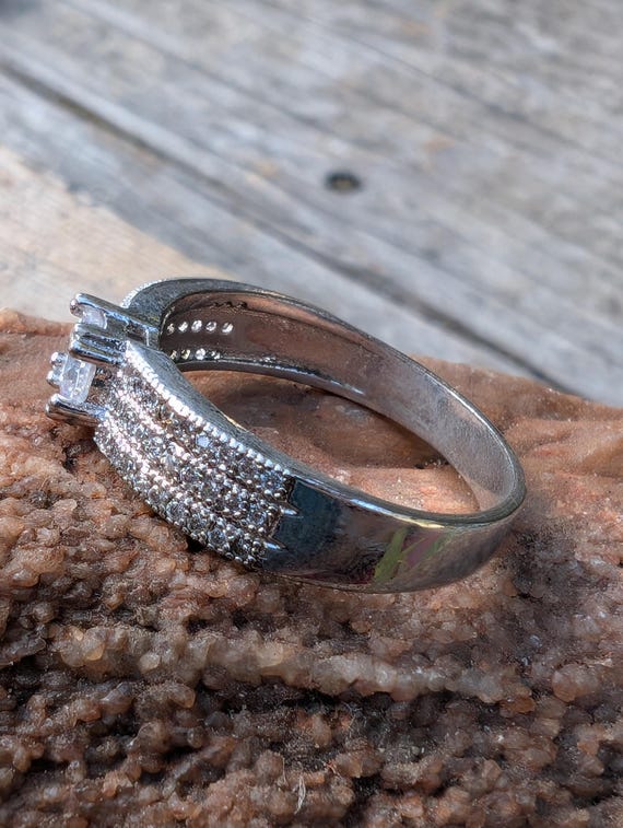 Vintage Pavé Solitaire Ring, Simulated Diamond Ri… - image 4