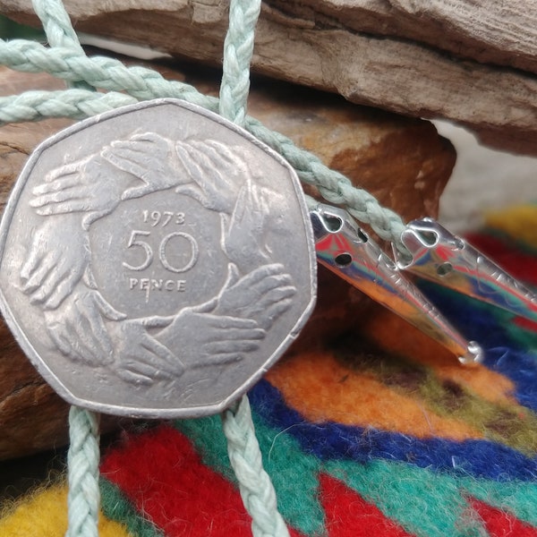 Handcrafted British Fifty Pence Bolo Tie