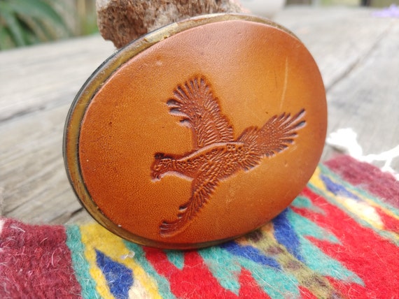 Vintage Pheasant Leather Belt Buckle - image 3