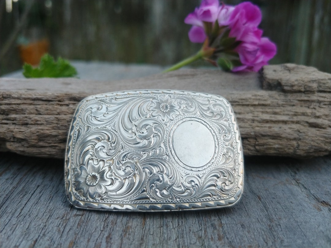Vintage Western Tooled Belt Buckle // Small Belt Buckle Etsy