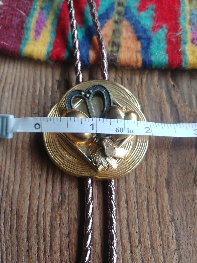 Vintage Handcrafted Love Charm Bolo Tie // Abstract Western String Tie image 6