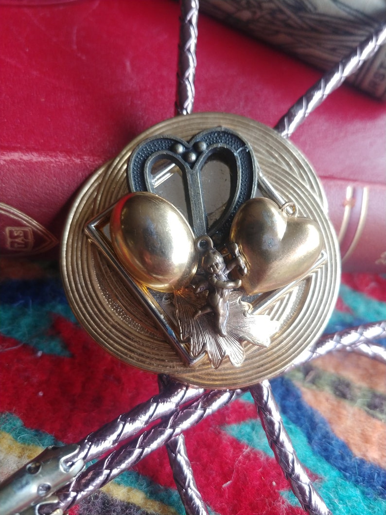 Vintage Handcrafted Love Charm Bolo Tie // Abstract Western String Tie image 5