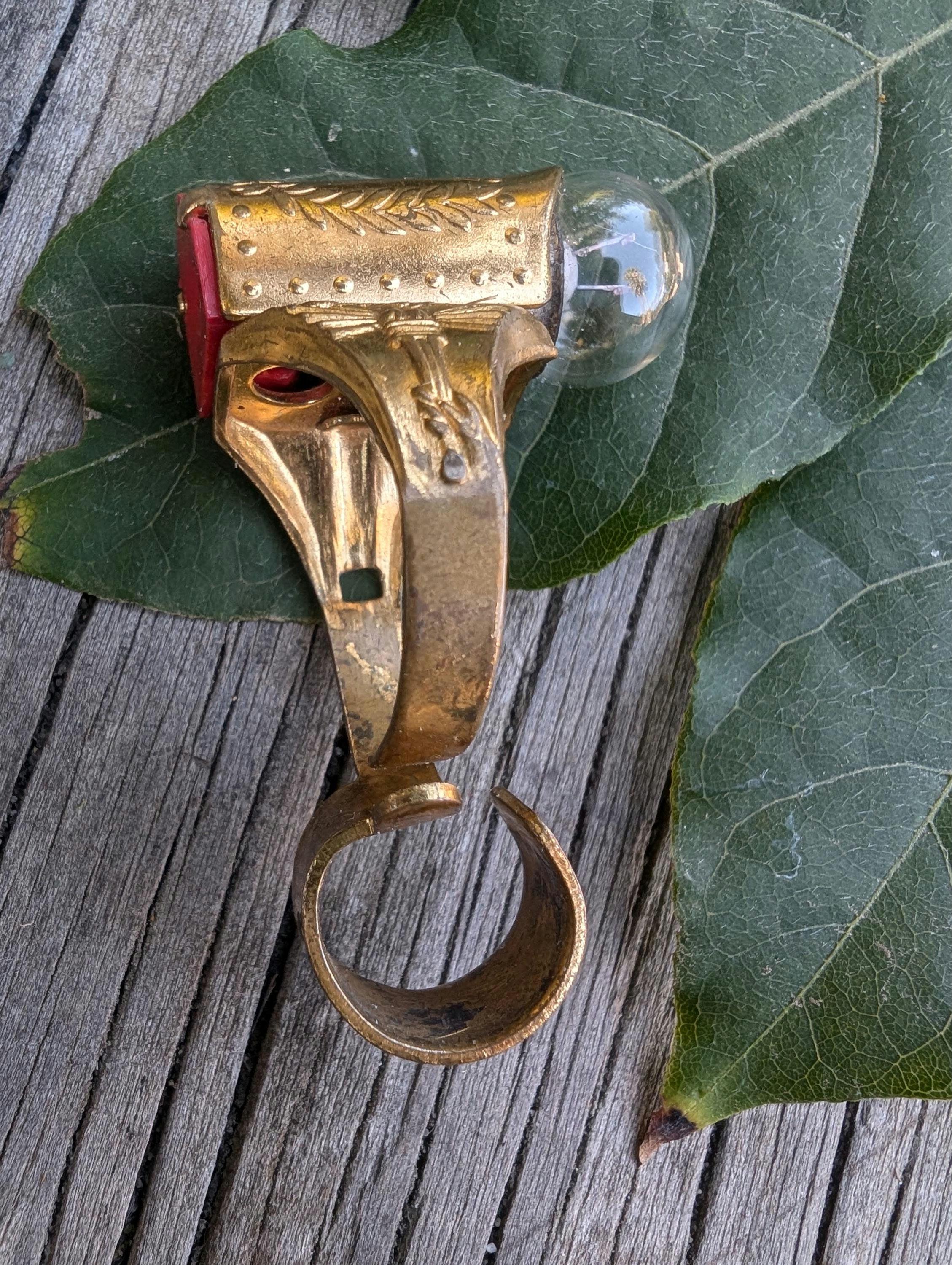 Vintage Lone Ranger Flash Light Signal Ring, 1940's Cereal Box