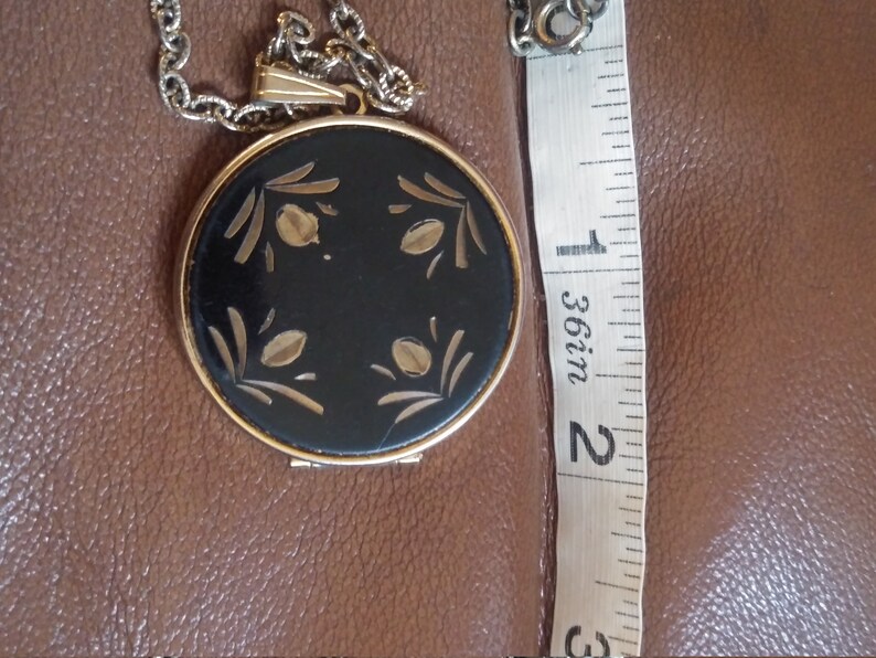 Black /& Gold Locket Pendant Vintage Damascene Locket Necklace