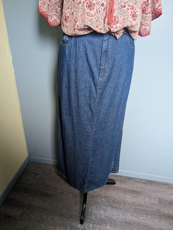 90's Denim Maxi Skirt Vintage Jean Skirt For Work… - image 2