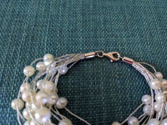 Vintage Sterling Silver Pearl Bracelet - image 5