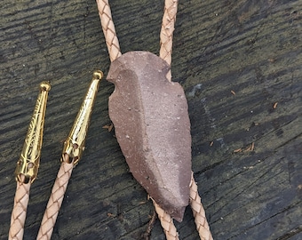 Handcrafted Stone Arrowhead Bolo Tie // Southwestern String Tie