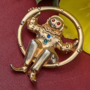 Vintage Pierrot Clown Brooch Pin, Hat Scarf Purse Pin