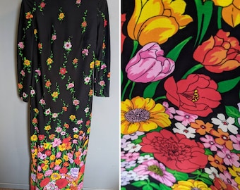 Vintage Jane Andre Maxi Dress , I Magnin Floral Print Long Dress