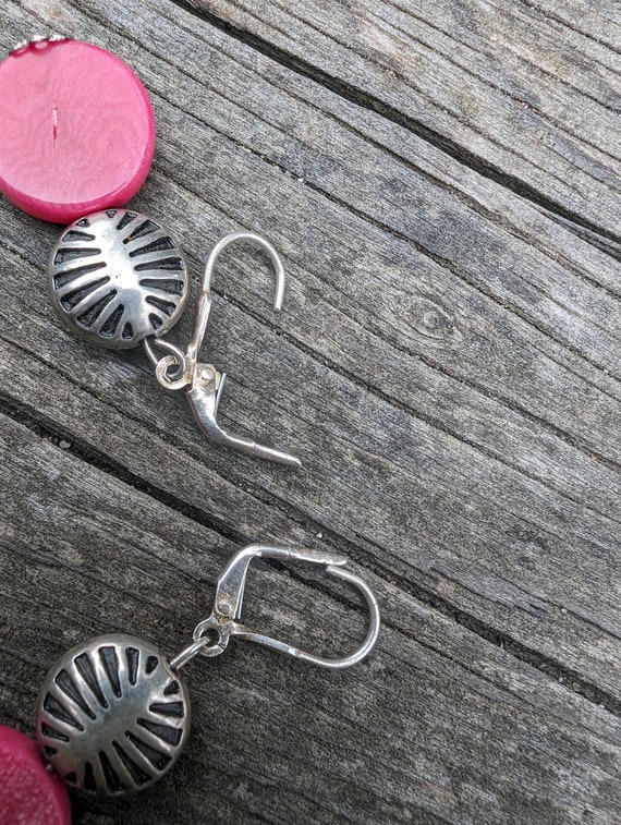 Vintage Sterling Silver Coral Earrings, Red South… - image 9