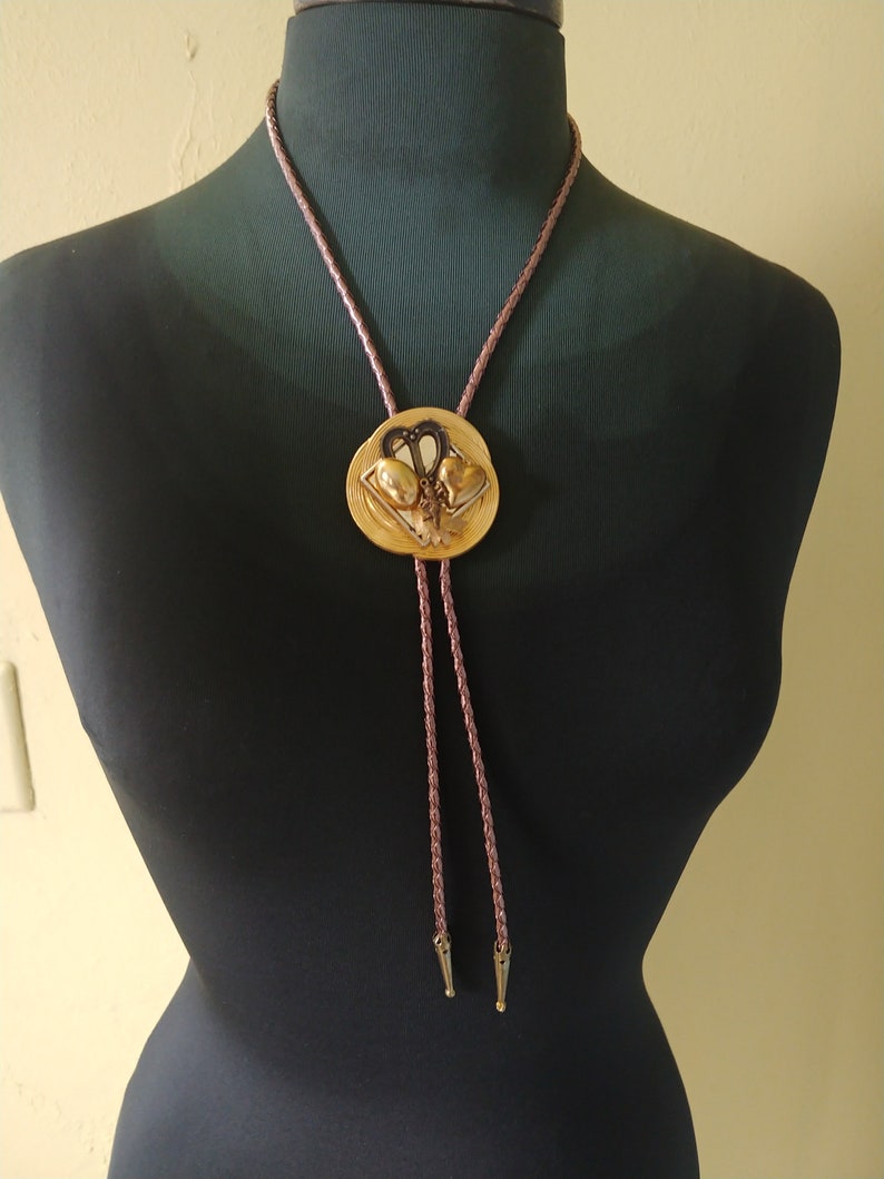 Vintage Handcrafted Love Charm Bolo Tie // Abstract Western String Tie image 8