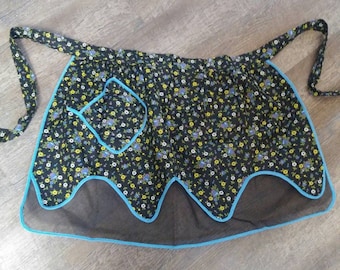 Vintage Reversible Apron, 50's Calico & Sheer Half Apron