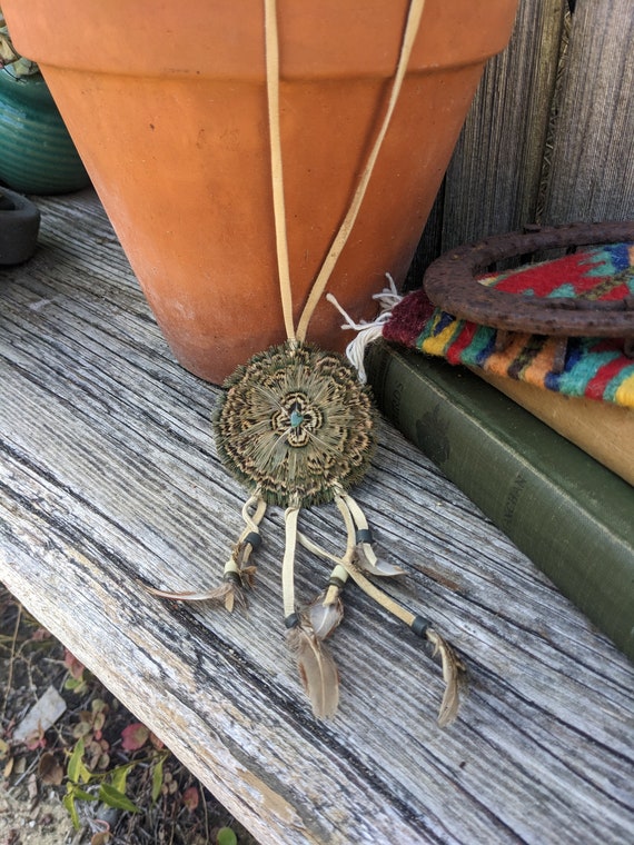 Vintage Southwestern Feather Medallion Necklace