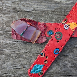 Vintage 80&#39;s Agate & Snakeskin Belt by Karine