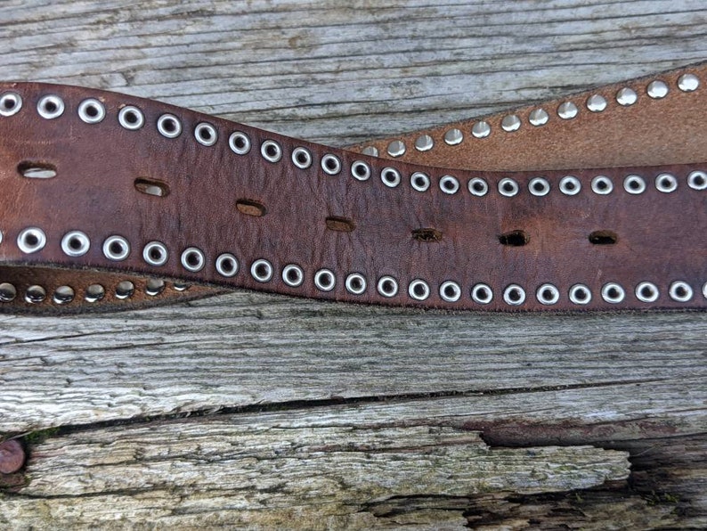 Size 36 Western Leather Belt Vintage Riveted Leather Belt