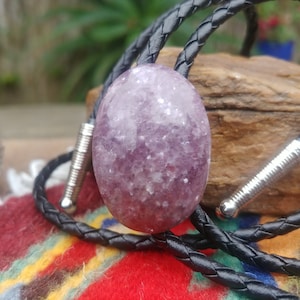 Handcrafted Lepidolite Crystal Bolo Tie