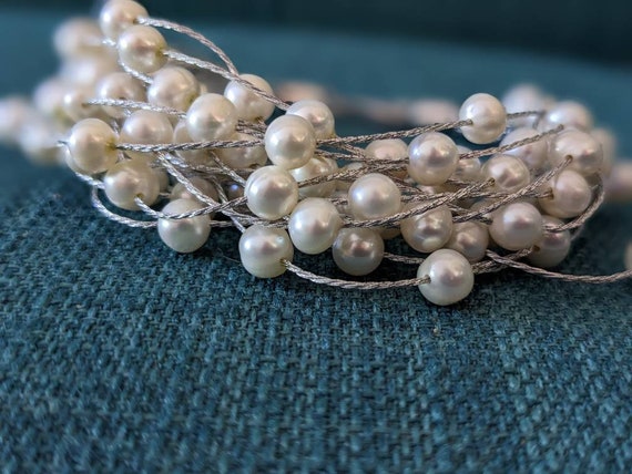 Vintage Sterling Silver Pearl Bracelet - image 8