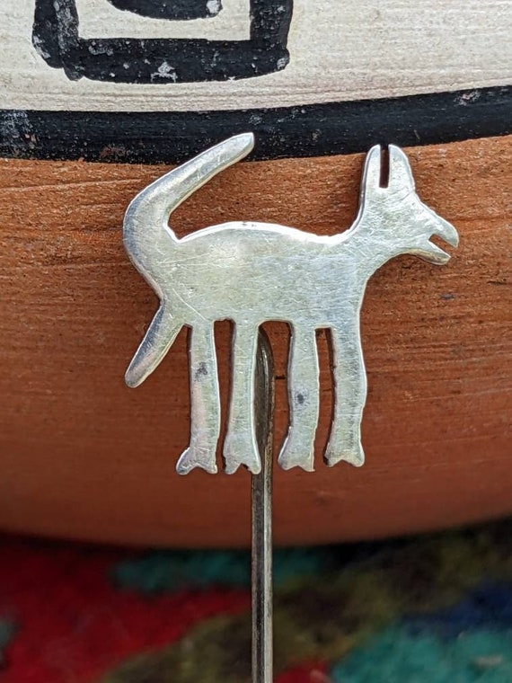 Vintage Sterling Folk Art Animal Pin Stickpin, So… - image 1