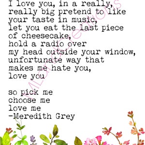 Choose Me Quote Meredith Grey Quote Pick Me Choose Me Love Etsy Choose Me Quote Meredith Grey Quote Pick Me Choose Me Love Etsy