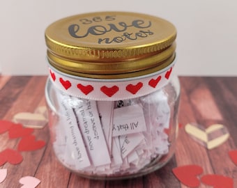 365 love note, 365 notes jar,  love quotes in a jar, Anniversary gift, love notes, Valentine's day gift, message in a bottle, personalized