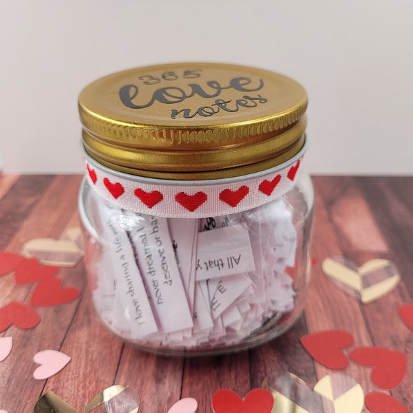 365 love note, 365 notes jar,  love quotes in a jar, Anniversary gift, love notes, Valentine's day gift, message in a bottle, personalized