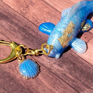 Handmade resin lucky koi fish keychain, blue koi fish, good luck charm, resin koi fish, lucky charm, purse accessory, keychain charm