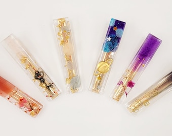 Handmade Resin Hair Clip, Dried Flowers and Charms, Long Barrette