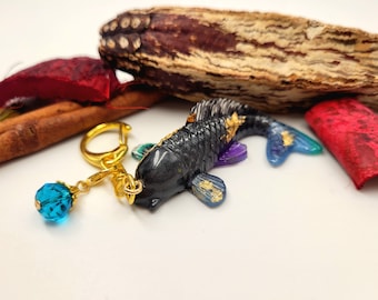Handmade resin lucky koi fish keychain, milkyway koi fish, good luck charm, resin koi fish, lucky charm, purse accessory, keychain charm