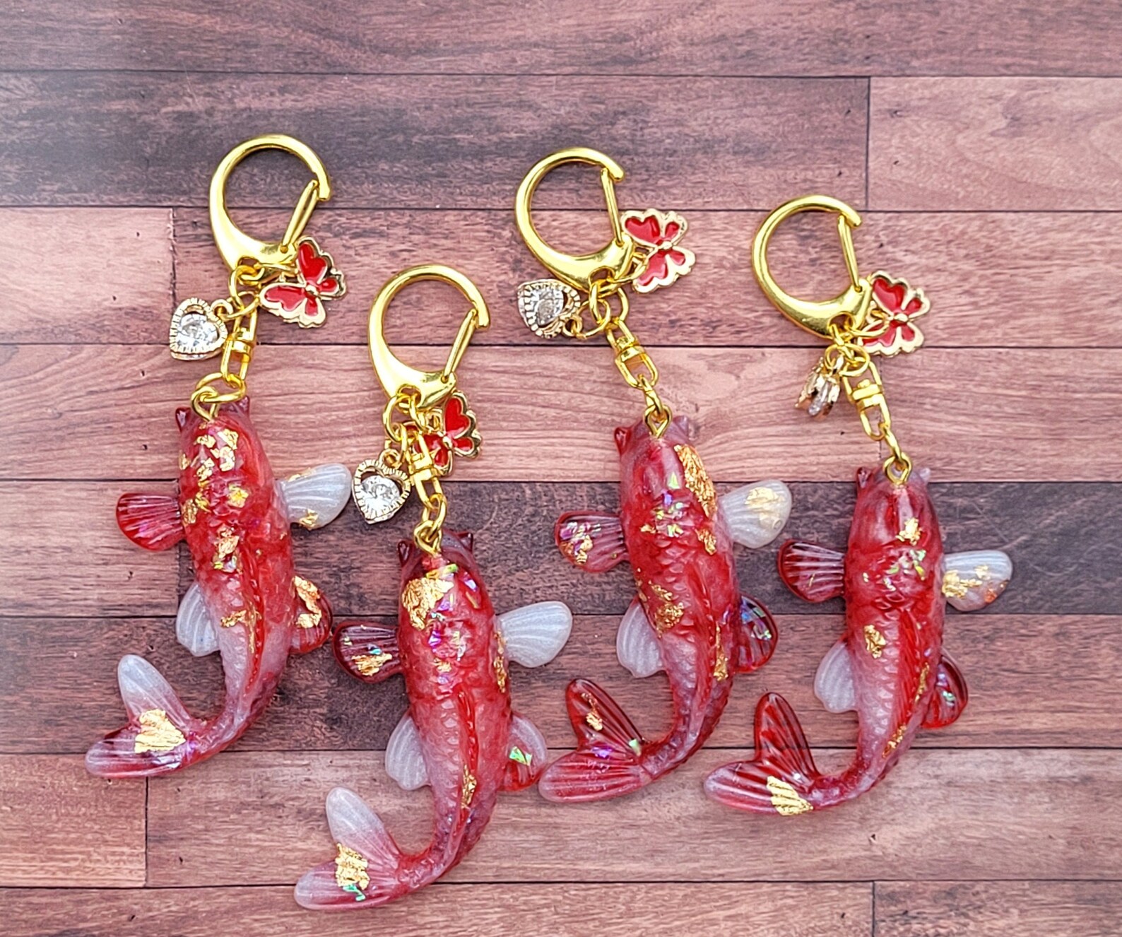 Handmade Resin Koi Fish Keychain Red Koi Fish Keychain Clip Etsy