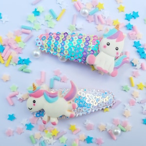 Glitter unicorn sparkly hair clip, little girls hair clip, sparkle hair clip, unicorn margic, glitter hair bow, magic unicorn hair snap