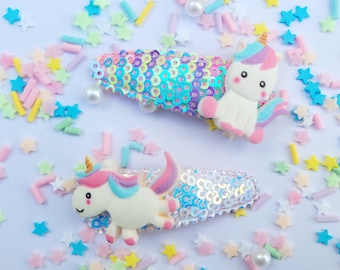 Glitter unicorn sparkly hair clip, little girls hair clip, sparkle hair clip, unicorn margic, glitter hair bow, magic unicorn hair snap