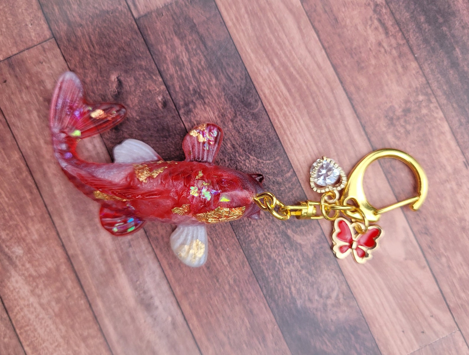 Handmade Resin Koi Fish Keychain Red Koi Fish Keychain Clip Etsy