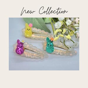 Easter Marshmallow Bunny Hairclip, Cute Bunny Peep  Candy Inspired Hair barrette, Easter Bunny Resin Hair Clips, Cute Buunny Barrette