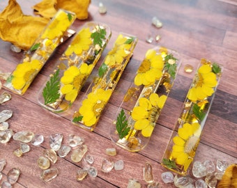November birthstone barrette, Citrine gemstone, Hairclip with Citrine, unique gift, yellow gemstone, resin hair accessories, birthstone gift