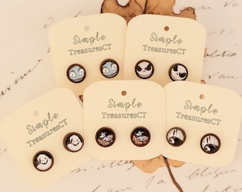 Nightmare Before Christmas earring studs, resin earrings, Halloween resin earrings, Jack skellington, Zero, Sally, Oogie boogie, handmade