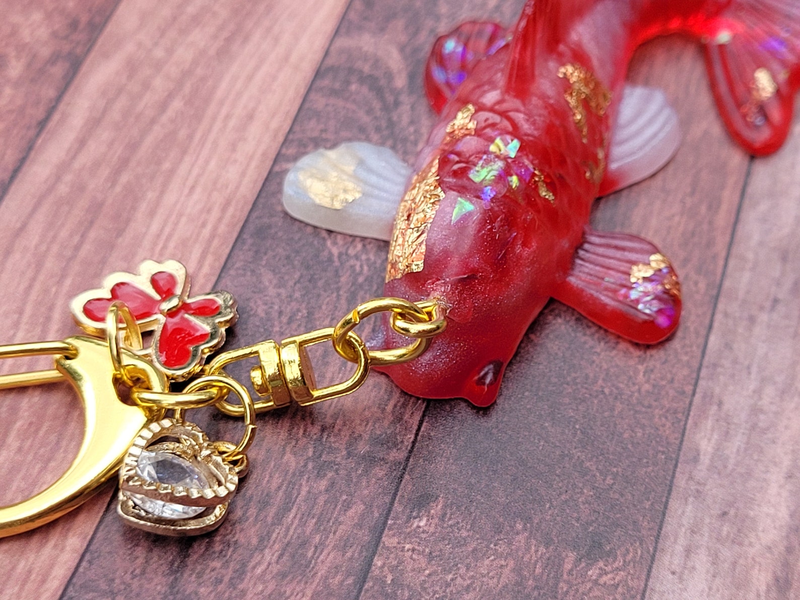 Handmade Resin Koi Fish Keychain Red Koi Fish Keychain Clip Etsy