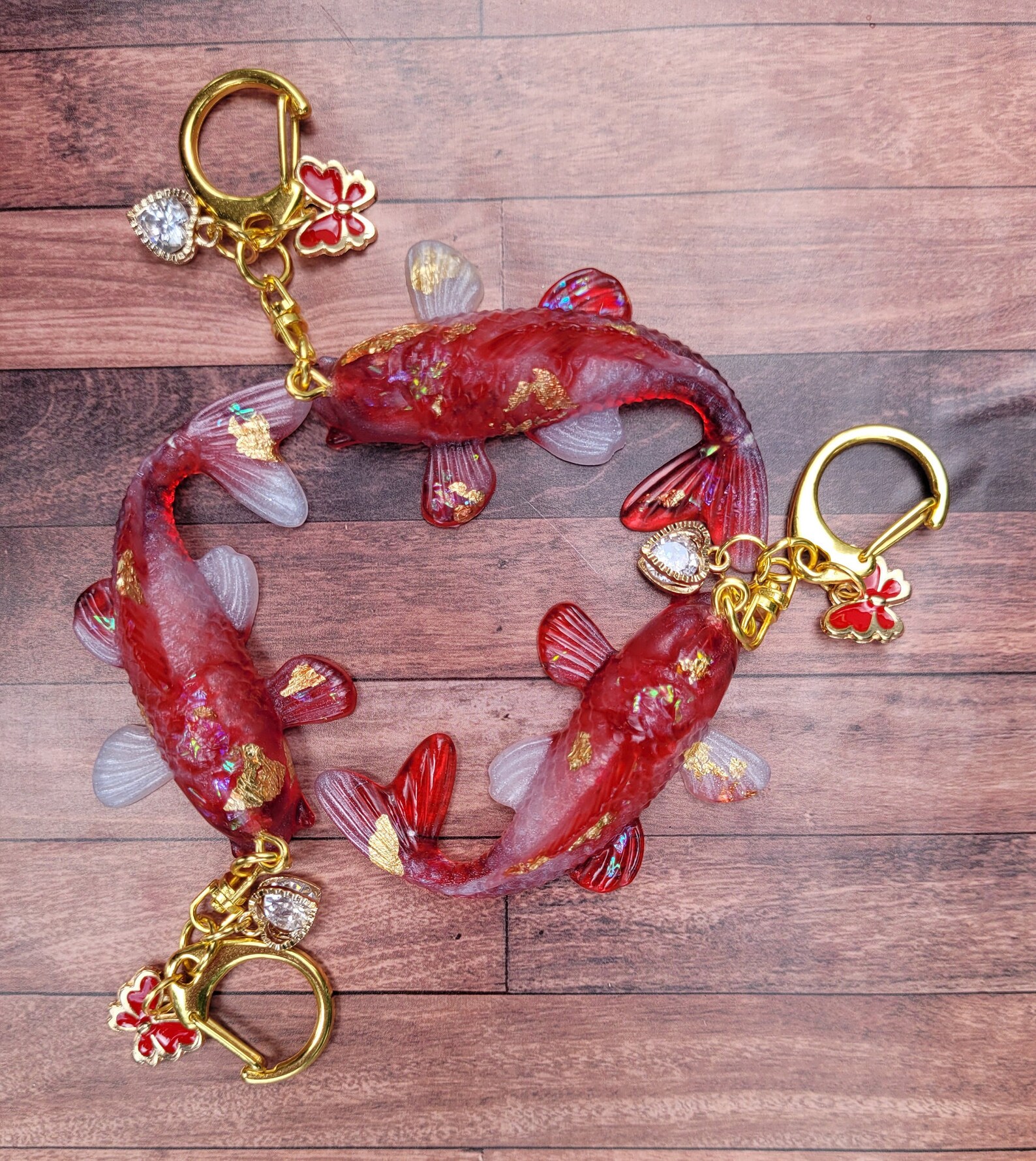 Handmade Resin Koi Fish Keychain Red Koi Fish Keychain Clip Etsy