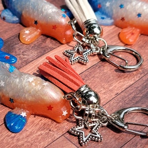 Patriotic handmade epoxy resin lucky koi fish keychain, sakura koi fish, koi fish keychain, lucky charm, good luck charm, handmade keyring
