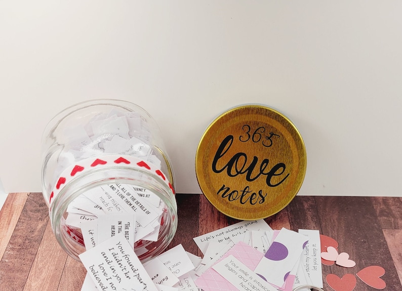 365 love note, 365 notes jar, love quotes in a jar, Anniversary gift, love notes, Valentine's day gift, message in a bottle, personalized image 3