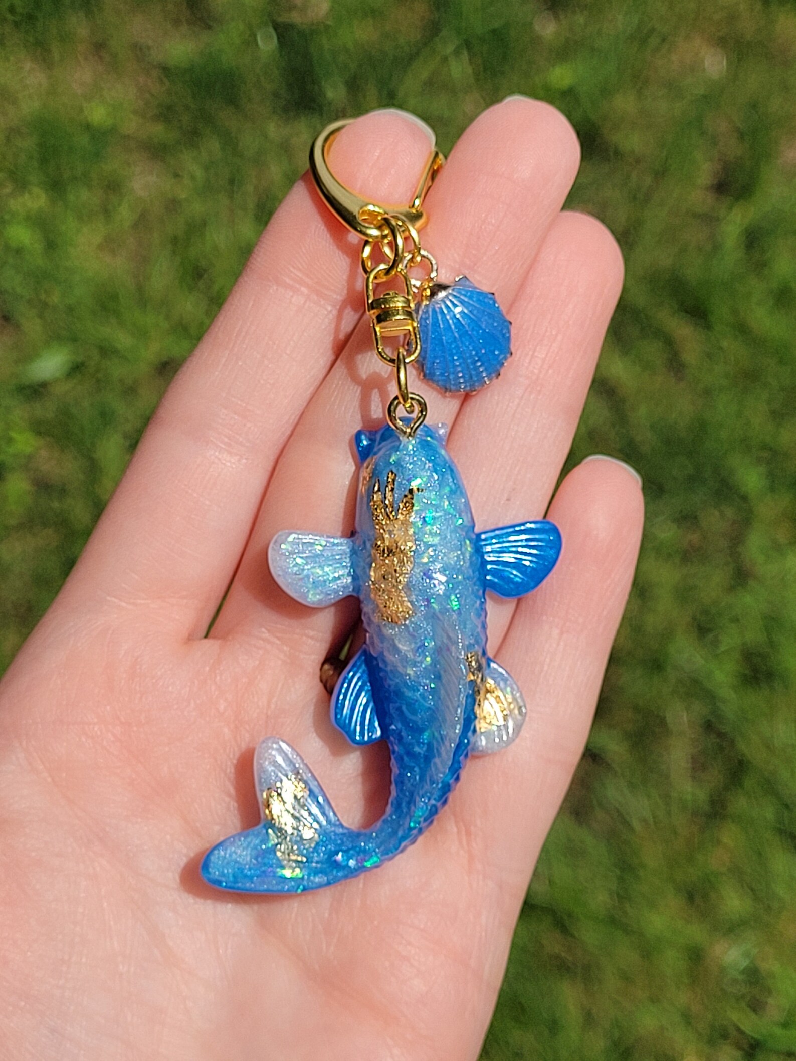 Handmade Resin Lucky Koi Fish Keychain Blue Koi Fish Good Etsy