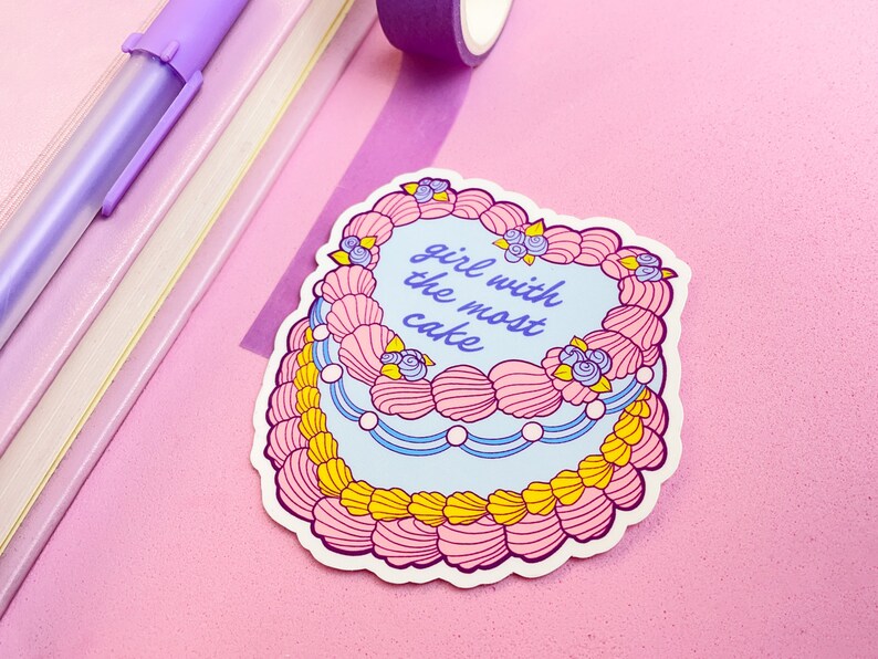 Girl With the Most Cake Pastel Sticker Hole Courtney Love Etsy