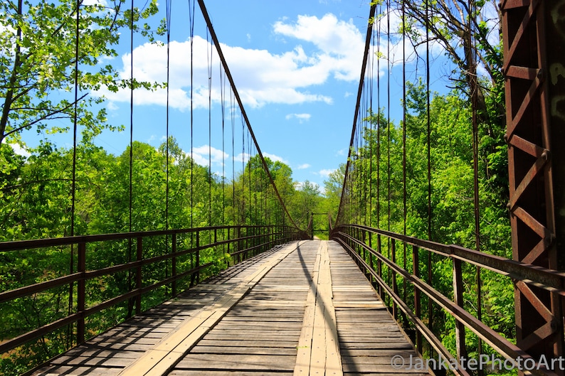 Swinging Bridge Of Brumley Hdr Photo Of Historic Bridge From 1930 S Midwest Lake Of The Ozarks Canvas Wrap Marathon Runners Mancave